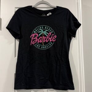 Barbie Women’s Short Sleeve Graphic T-Shirt Medium Black Pink Malibu Barbie